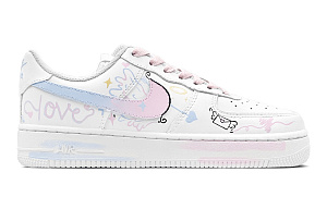 Nike Air Force 1 Air Force 1 Slip Resistant Abrasion Resistant Low top Skateboard Shoes Unisex White Blue Pink 1 4373557