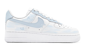 Nike Air Force 1 Slip Resistant Waterproof Abrasion Resistant Low top Skateboard Shoes Women's White Blue 1 4376487