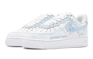Nike Air Force 1 Slip Resistant Waterproof Abrasion Resistant Low top Skateboard Shoes Women's White Blue 2 4376488