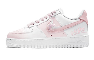 Nike Air Force 1 LE Summer Peach Slip Resistant Abrasion Resistant Low top Skateboard Shoes GS White Pink 1 4387927