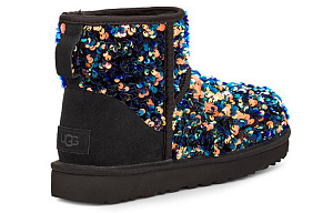 UGG Classic Mini Stellar Sequin Snow Boots Black Women's 3 4388324