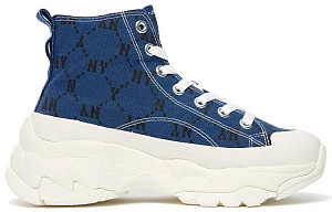 MLB Chunky High Anti-Slip Wear-Resistant High-Top Canvas Shoes Unisex Blue 1 4399968