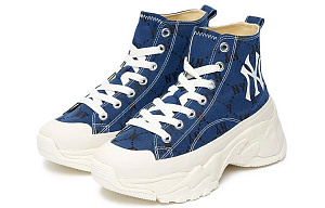 MLB Chunky High Anti-Slip Wear-Resistant High-Top Canvas Shoes Unisex Blue 2 4399969