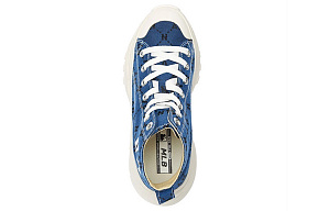 MLB Chunky High Anti-Slip Wear-Resistant High-Top Canvas Shoes Unisex Blue 3 4399970