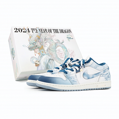 Jordan Air Jordan 1 Low Durable Breathable Low-Top Vintage Basketball Shoes Unisex Blue White