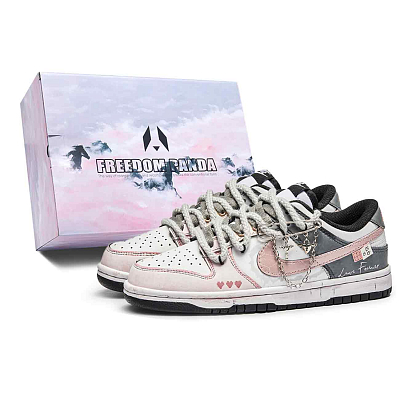 Nike Dunk Free Panda, Shopping Bag, Heart Knot Abrasion Resistant Low top Skateboard Shoes Men's Pink Gray