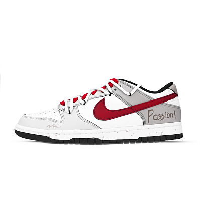 Nike Dunk Passion Slip Resistant Abrasion Resistant Low top Skateboard Shoes Unisex Red Gray White