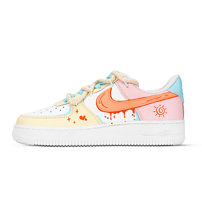 Nike Air Force 1 Tuto Star Sun Abrasion Resistant Low top Skateboard Shoes Unisex White Blue Pink Orange Yellow