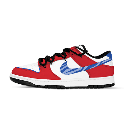 Nike Dunk Multicolor Pattern Abrasion Resistant Low top Skateboard Shoes Unisex Red Blue White