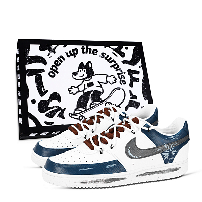 Nike Court Borough Fallen Leaves Shrub Abrasion Resistant Low top Skateboard Shoes Unisex Blue Gray Brown White