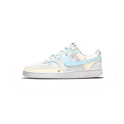 Nike Court Vision 1 Love Journal Abrasion Resistant Slip Resistant Low top Skateboard Shoes Unisex Blue Yellow