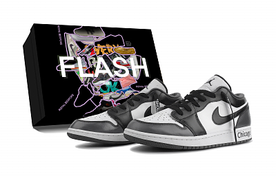Jordan Air Jordan 1 Panda Chicago, Box Included Abrasion Resistant Low top Vintage Basketball Shoes Unisex Black