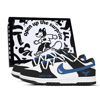 Nike Dunk Sniper Action Abrasion Resistant Slip Resistant Low top Skateboard Shoes Unisex Black White Blue