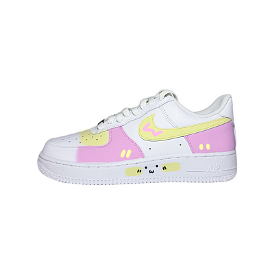 Nike Air Force 1 Cute And Abundant Low top Skateboard Shoes Women's Pink White Yellow