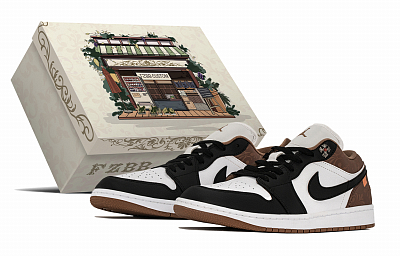 Jordan Air Jordan 1 Abrasion Resistant Low top Vintage Basketball Shoes Unisex Mocha