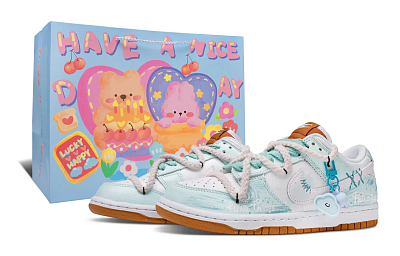 Nike Dunk Lemon Sugar Shopping Bag Wrapping, Wear Resistant And Non Slip Low top Skateboard Shoes Unisex White Green