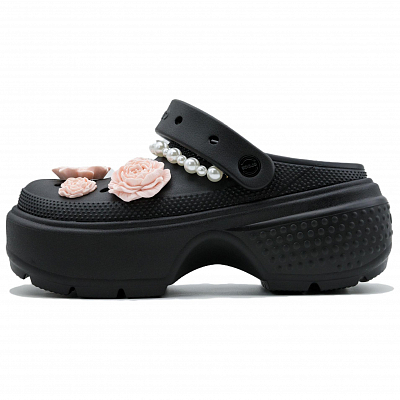 Crocs Stomp Rose Garden Clogs Unisex Black