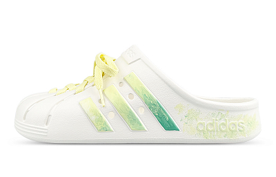 Adidas ADILETTE CLOGS Slip Resistant Closed Toe Slippers Unisex White Green Yellow