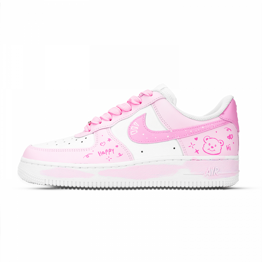 Nike Air Force 1 Star Love Bear Graffiti Abrasion Resistant Low top Skateboard Shoes Unisex Pink White купить в интернет-магазине Yoocart с быстрой доставкой по России.