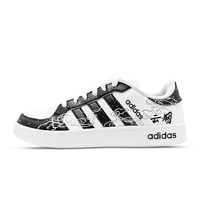 Adidas Ink Infused Cloud Smoke Abrasion Resistant Breathable Low top Skateboard Shoes Unisex Black White Gray