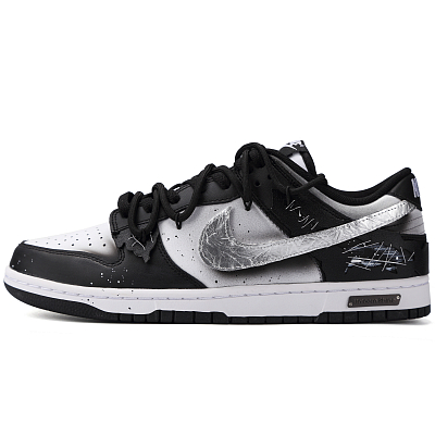 Nike Dunk Dark Night Soul Eater Abrasion Resistant Low top Skateboard Shoes Unisex Black Silver