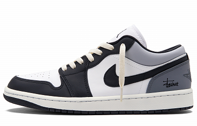 Jordan Air Jordan 1 ''Black Cement '' Abrasion Resistant Low top Vintage Basketball Shoes Unisex Black White Gray