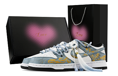 Nike Dunk Auspicious Cloud Path, Heart Box Slip Resistant Abrasion Resistant Low top Skateboard Shoes Unisex