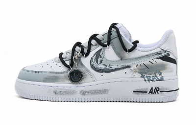 Nike Air Force 1 Black White Tone SAML Low top Skateboard Shoes Women's Gray White