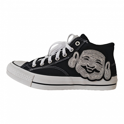Converse Chuck Taylor All Star Smiley Face Mid top Skateboard Shoes Unisex Black White