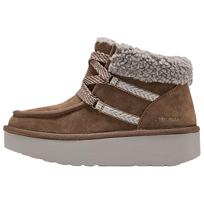 Skechers SUEDE PADDED Thermal Height Increase Crew Snow Boots Women's Chestnut
