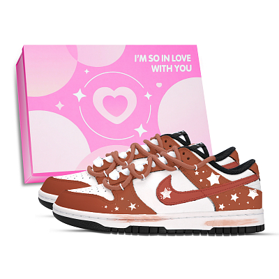 Nike Dunk Accompanied By The Stars Abrasion Resistant Low top Skateboard Shoes Unisex Brown Red