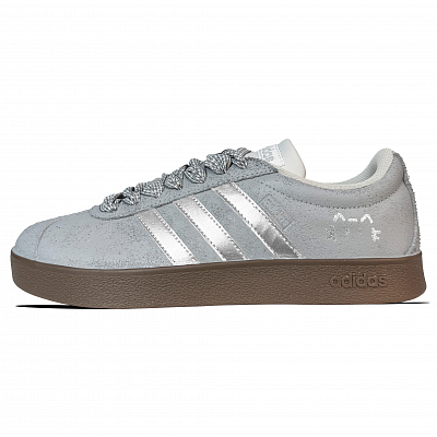 Adidas VL COURT 2.0 Wear resistant And Lightweight Low top Skateboard Shoes Unisex Gray Silver