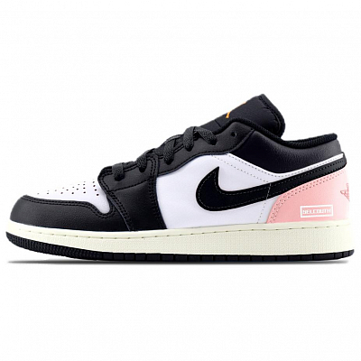 Jordan Air Jordan 1 Strawberry Oreo Abrasion Resistant Low top Vintage Basketball Shoes Unisex Black Pink