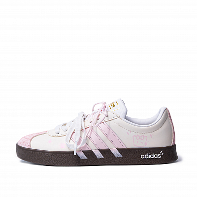Adidas Vl Court Classic Sweet Meowth Cushioning, Wear Resistant Low top Skateboard Shoes Women's Pink Beige White
