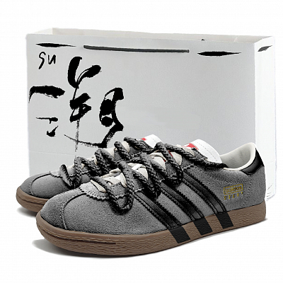 Adidas Originals Stadt Gray With Gold Logo Samurai LD Slip Resistant Low top Skateboard Shoes Unisex Brown