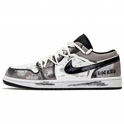 Jordan Air Jordan 1 Doomsday Ruins Cushioning Low top Vintage Basketball Shoes Unisex Gray Brown