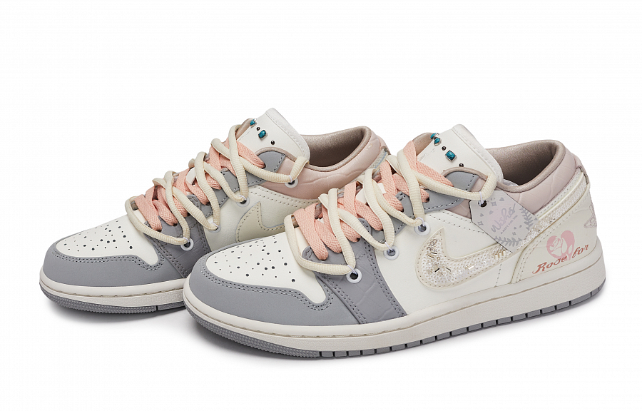 JORDAN Air Jordan 1 Vintage Basketball Shoes Unisex Low top Gray/White/Pink купить в интернет-магазине Yoocart с быстрой доставкой по России.