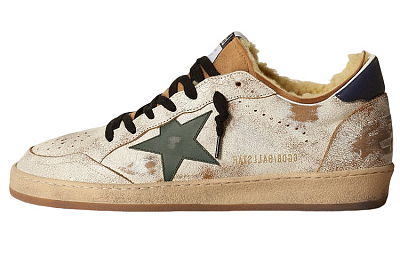 Golden Goose Ball Star Low top Stylish Skateboarding Shoes Men's Beige Brown Distressed