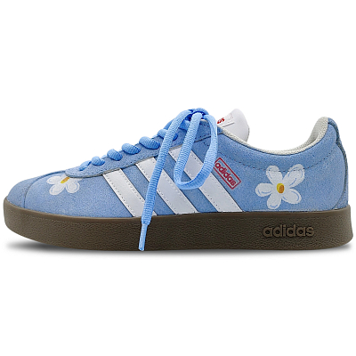Adidas VL COURT 2.0 Slip Resistant, Abrasion Resistant, Lightweight Low top Skateboard Shoes Unisex Sky Blue