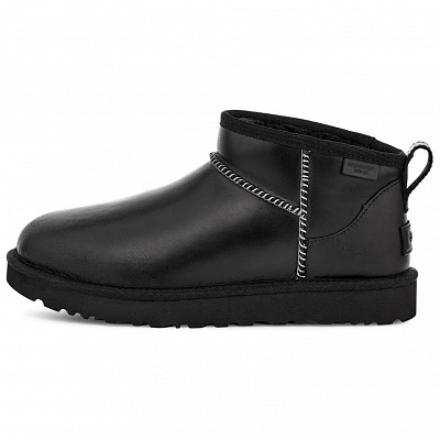 UGG Classic Ultra Mini Lthr Regen Boot Black Women's