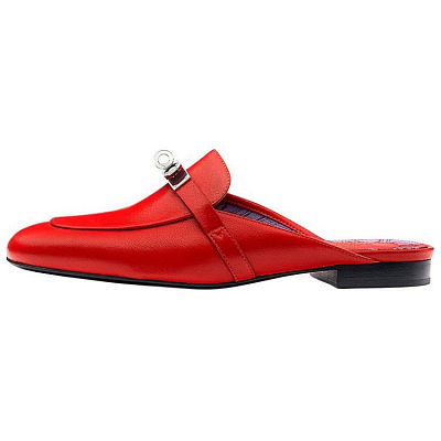 HERMES Quiet Closed Toe Slippers Women's Red