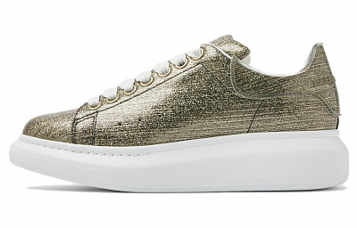 Alexander McQueen Oversized Sneaker Low top Stylish Skateboarding Shoes Women's Gold