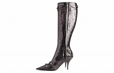 Balenciaga Cagole Knee high Boots 9cm Women's Silver Gray
