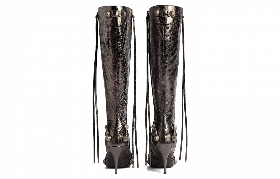 Balenciaga Cagole Knee high Boots 9cm Women's Silver Gray купить в интернет-магазине Yoocart с быстрой доставкой по России.