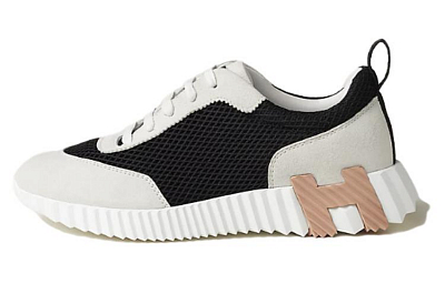 HERMES Bouncing Low top Casual Shoes Women's Black White