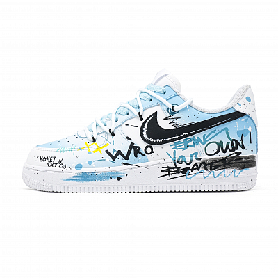 Nike Air Force 1 Tea Chat Party Abrasion Resistant Low top Skateboard Shoes Unisex Blue White