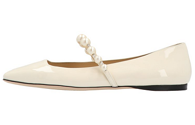 Jimmy Choo Zhou Yangjie Ade Flat Women's Casual Shoes Women's Latte Coffee