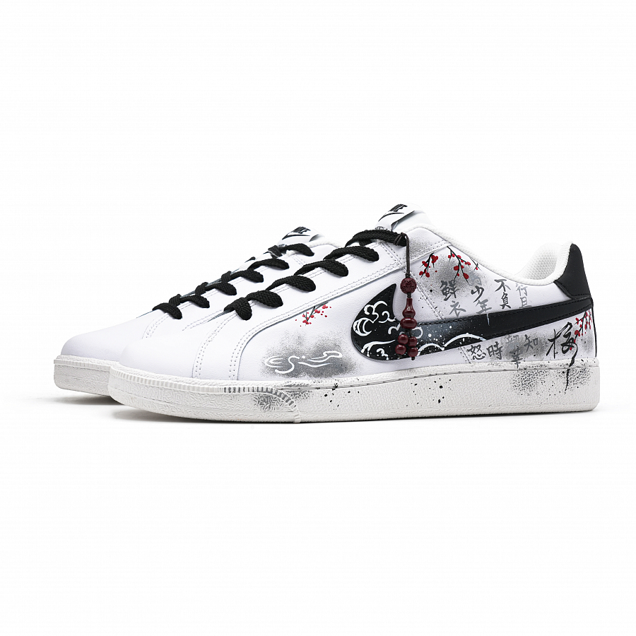 Nike Court Royale Ink Plum Blossom Abrasion Resistant Low top Skateboard Shoes Unisex Black White купить в интернет-магазине Yoocart с быстрой доставкой по России.