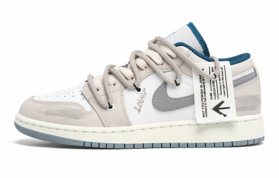 Jordan Air Jordan 1 Low Top Vintage Basketball Shoes Men's Gray White