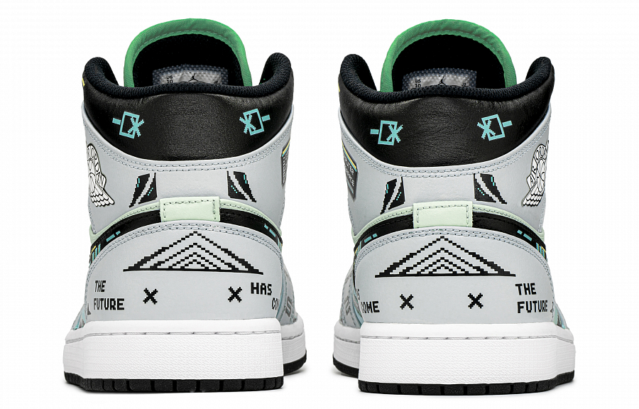 Jordan Air Jordan 1 Slip Resistant High top Vintage Basketball Shoes Men's Blue Green купить в интернет-магазине Yoocart с быстрой доставкой по России.